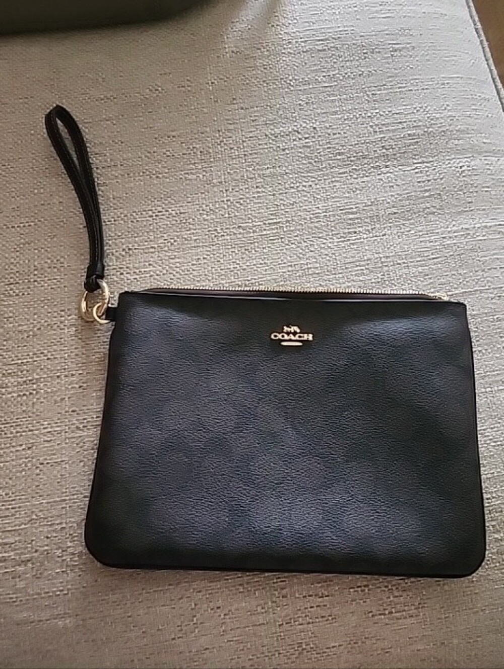 Coach Signature C Pattern Zip Wristlet Pouch Brown/Black Gold Hardware